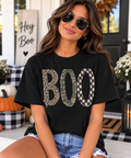 Boo Graphic Tee — Halloween Checker & Leopard