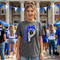 Panthers T‑Shirt — Leopard Print P with Blue Bow