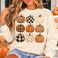 Autumn Pattern Pumpkins Long Sleeve Tee — Fall Harvest Graphic Shirt