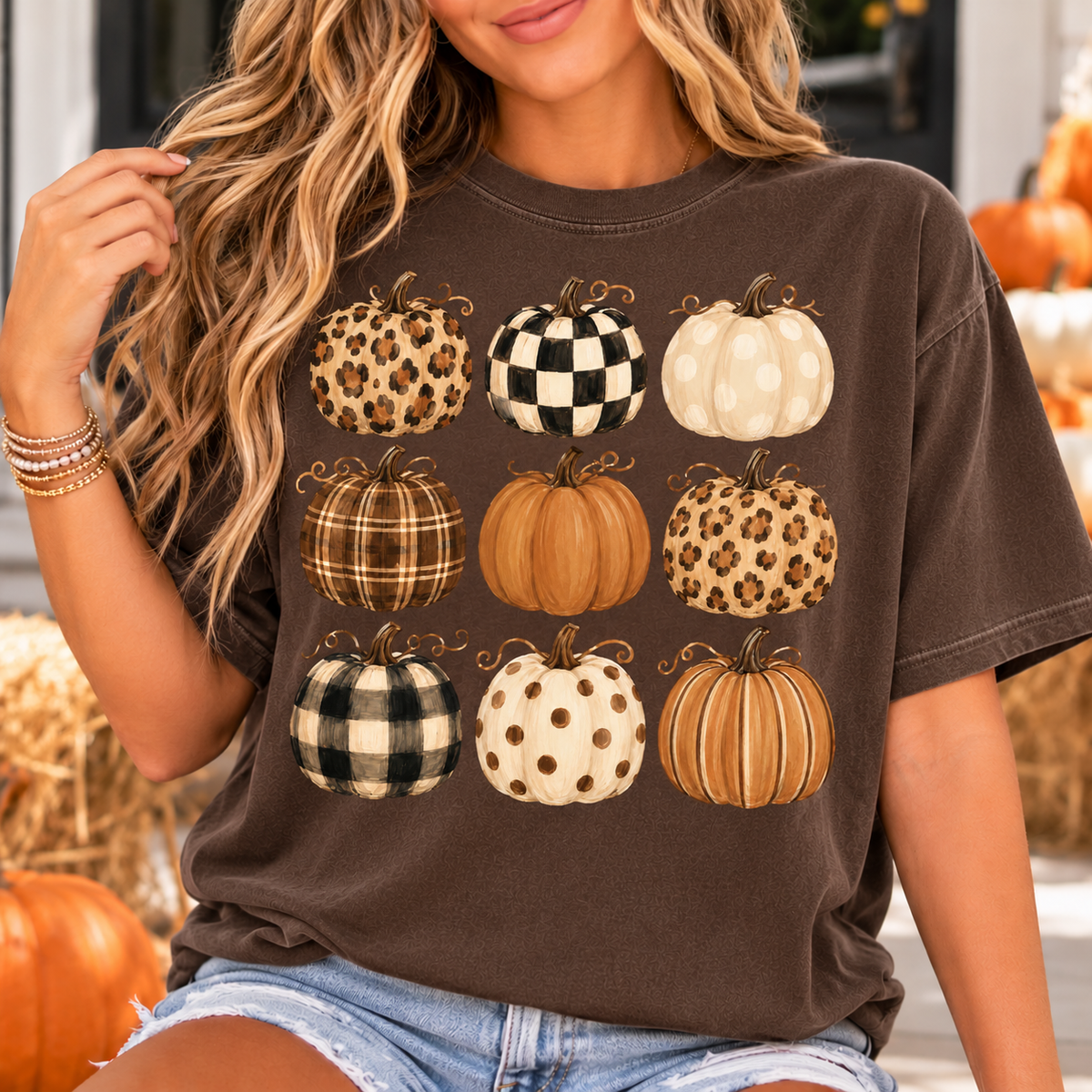 Autumn Pattern Pumpkins T-Shirt