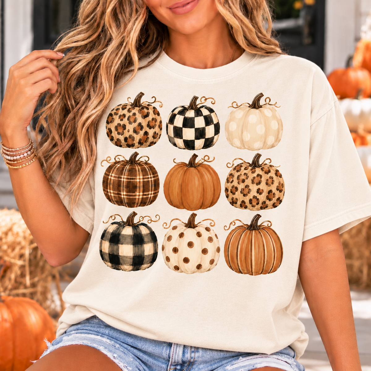 Autumn Pattern Pumpkins T-Shirt