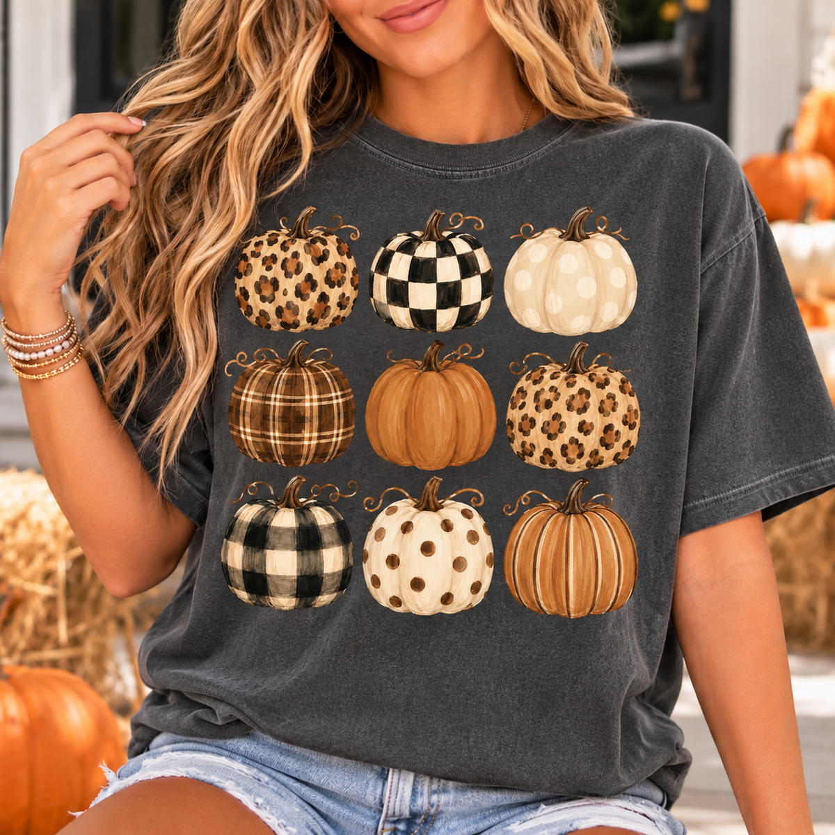 Autumn Pattern Pumpkins T-Shirt