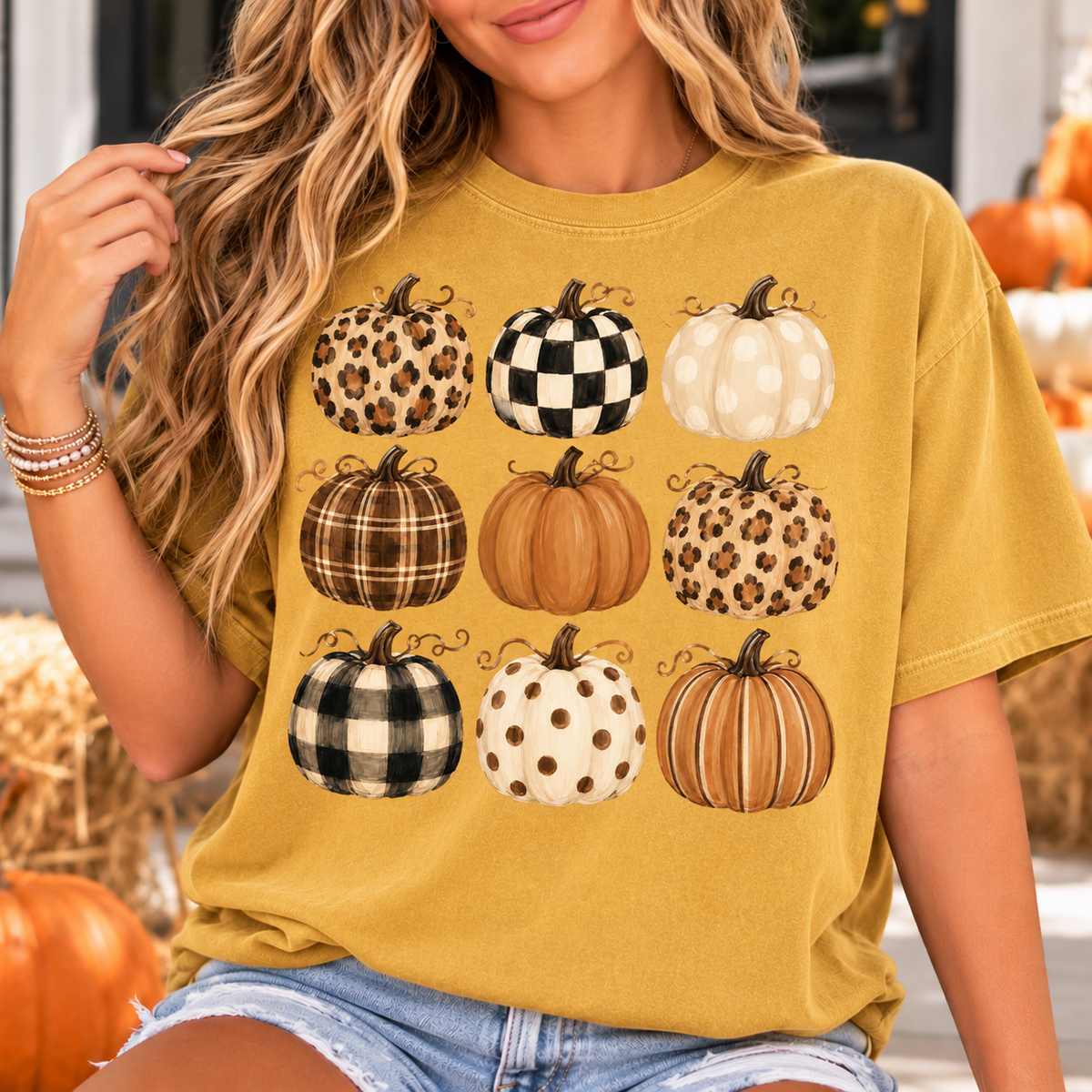 Autumn Pattern Pumpkins T-Shirt