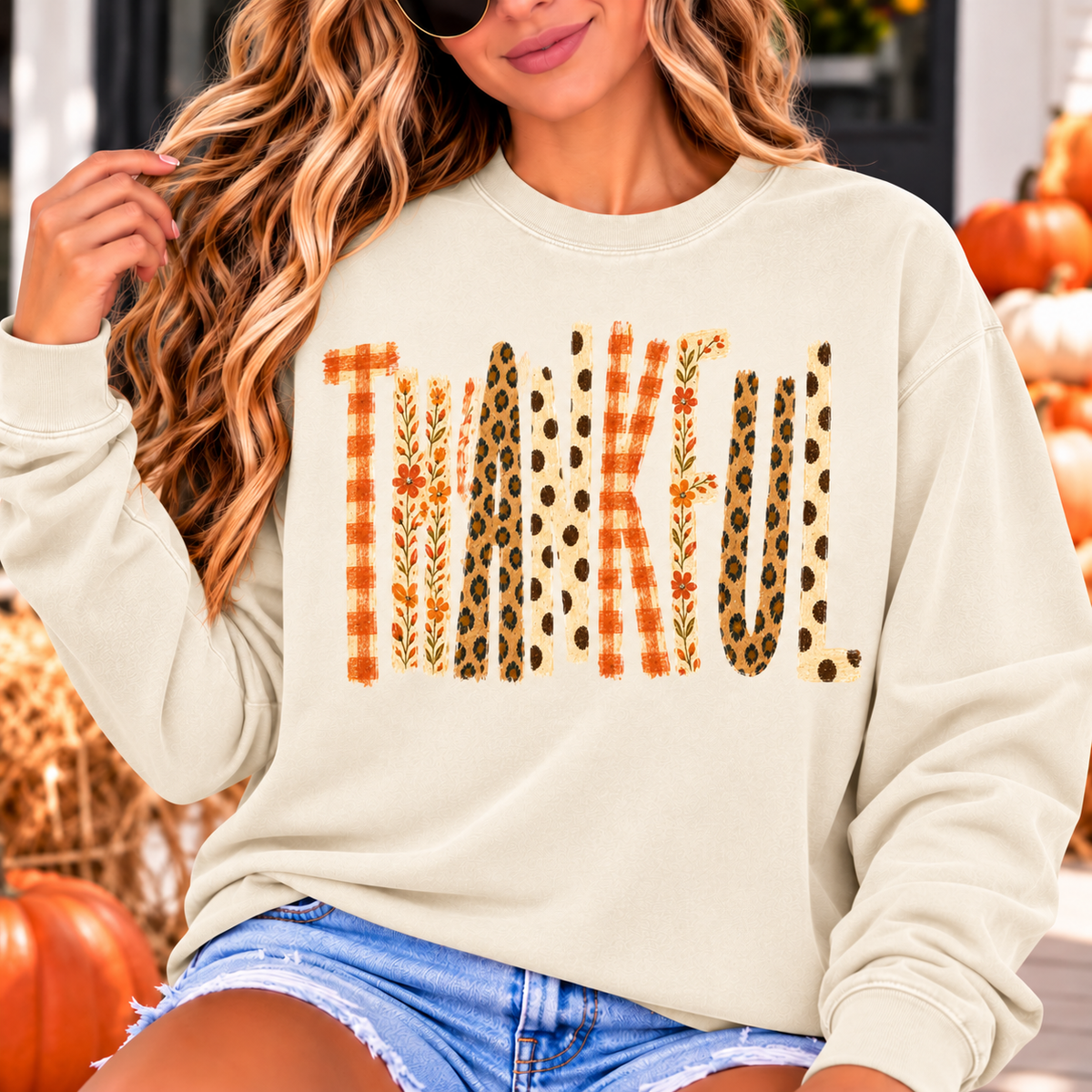 Thankful Leopard Print Long Sleeve T-Shirt