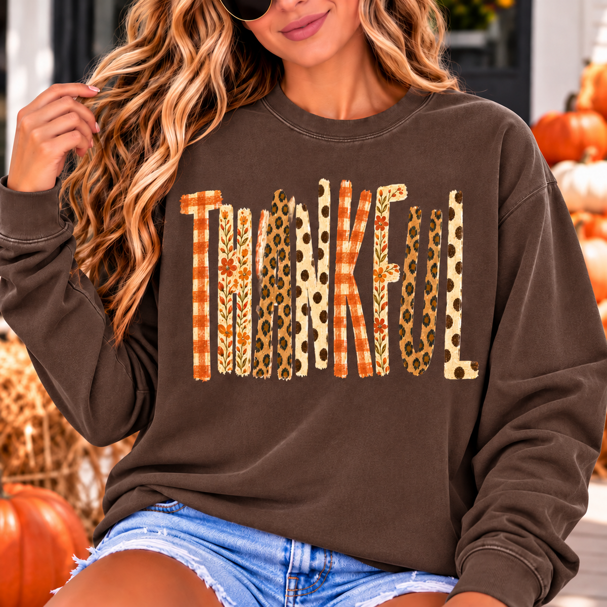 Thankful Leopard Print Long Sleeve T-Shirt