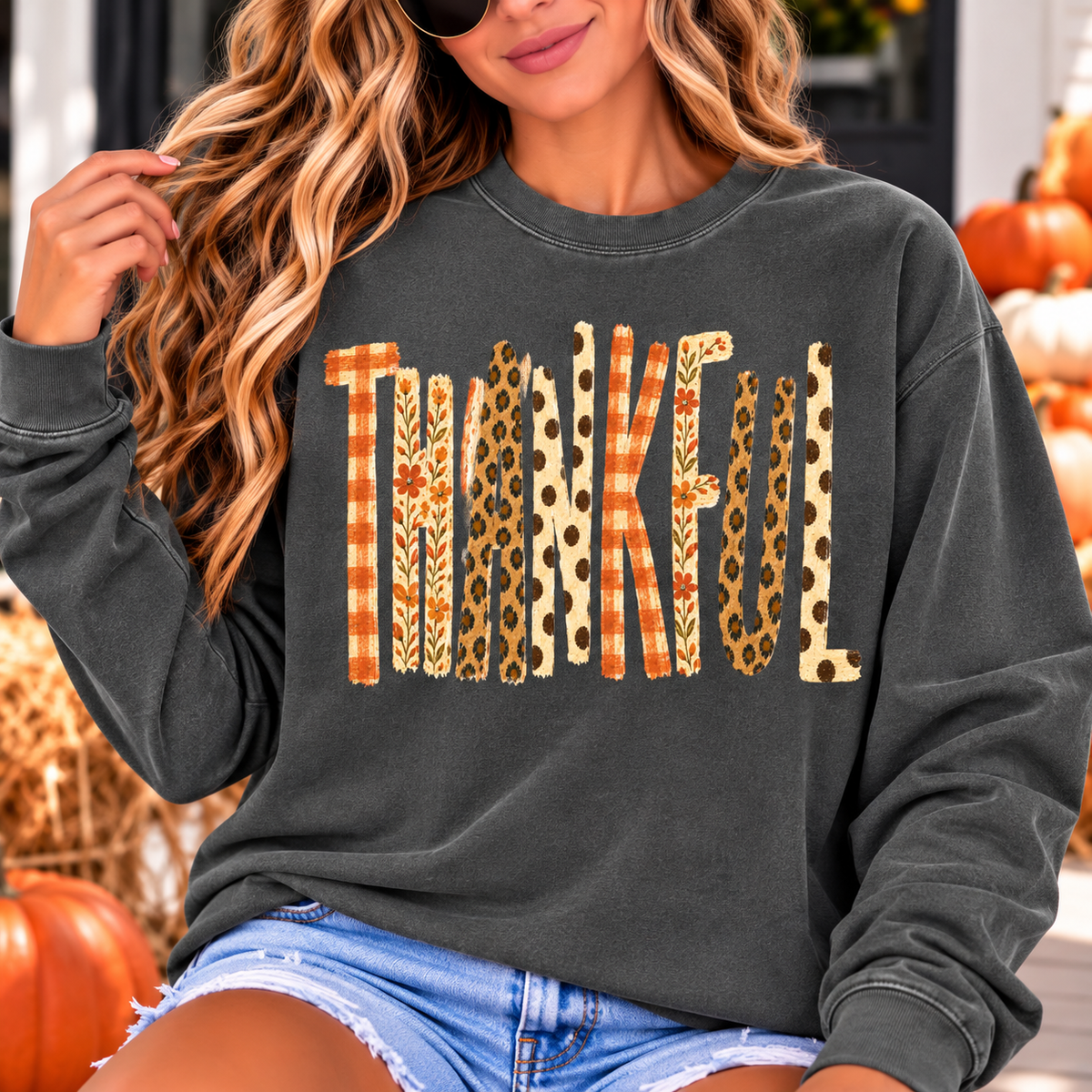 Thankful Leopard Print Long Sleeve T-Shirt