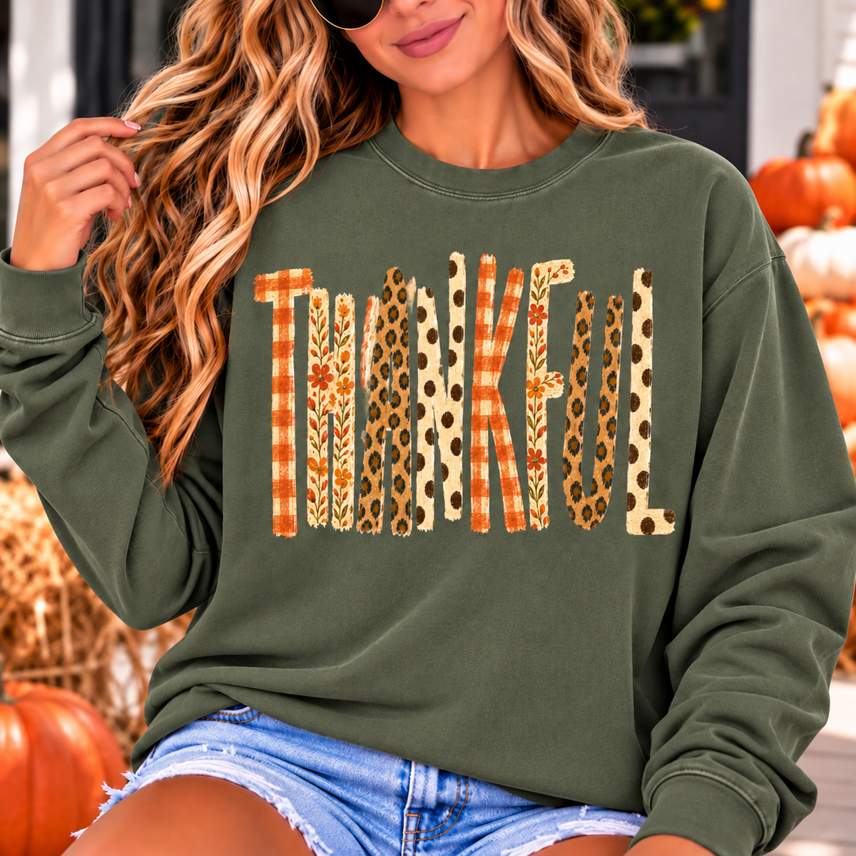 Thankful Leopard Print Long Sleeve T-Shirt